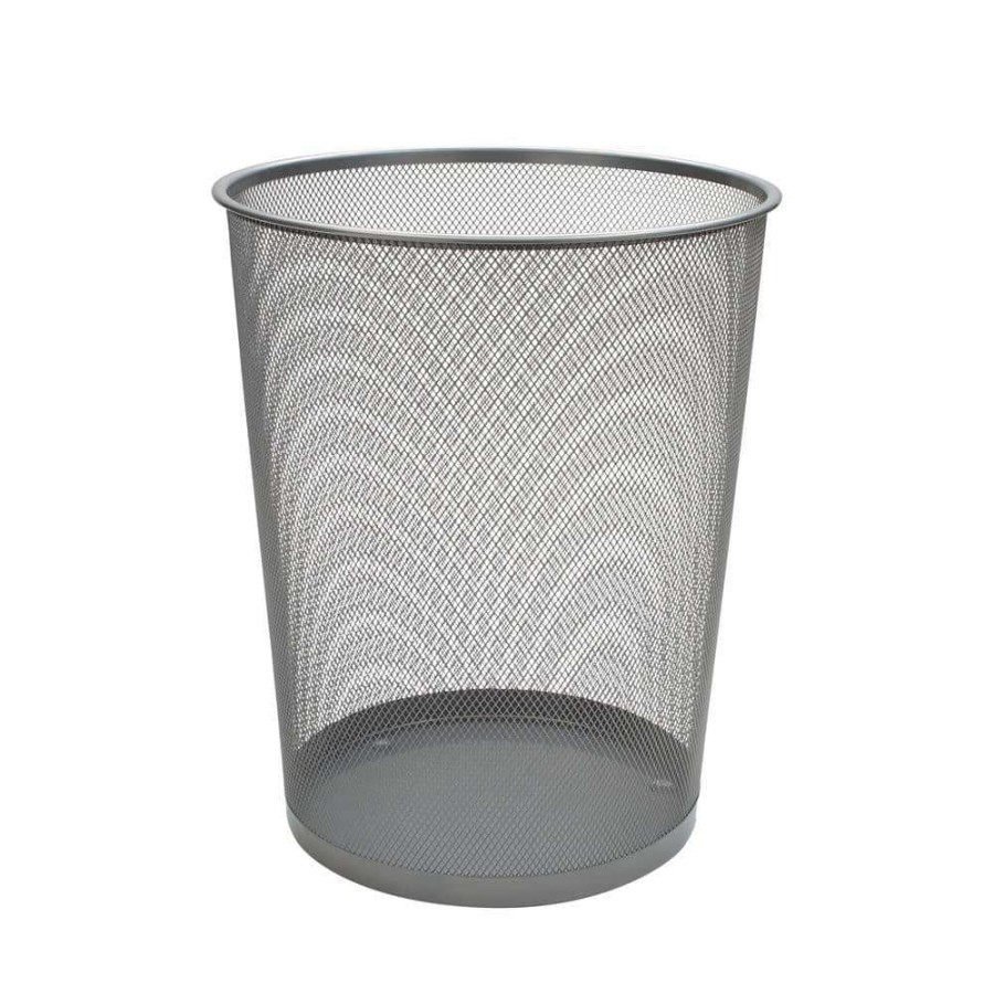 Bathroom Decor *  | Oia Mesh Round Wastebasket In Silver