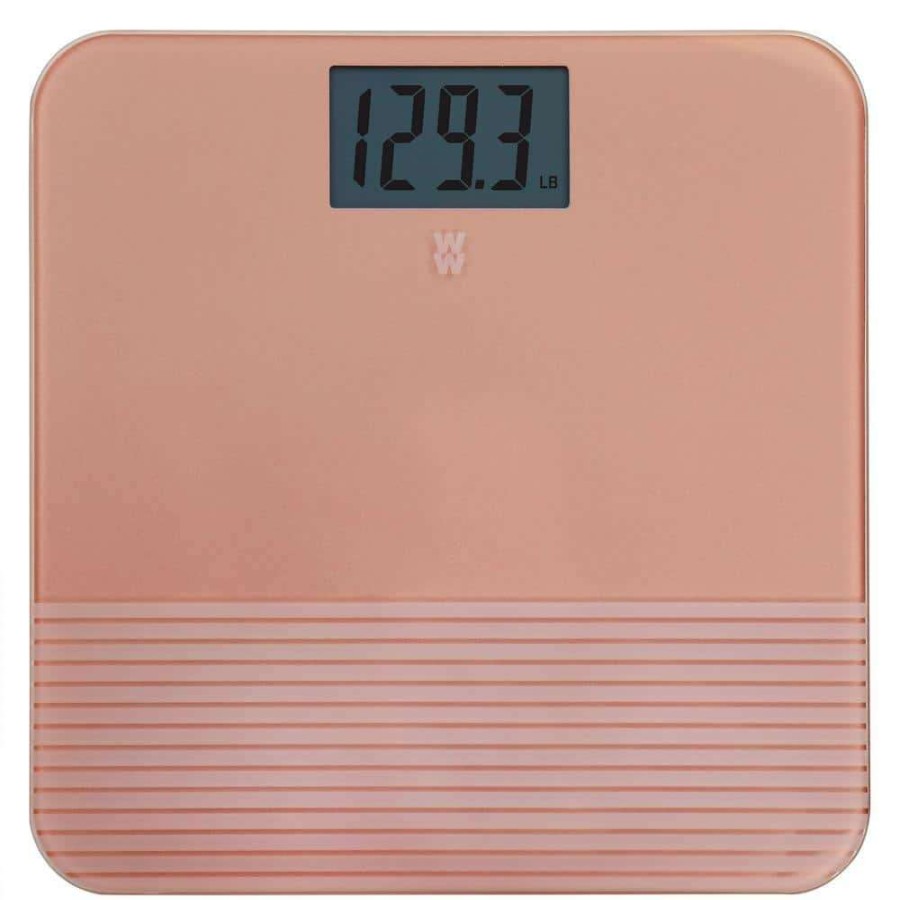 Bathroom Scales *  | Weight Watchers By Conair Textured Finish Digital Glass Bodyweight Scale In Rose